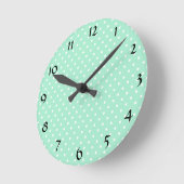 Magic Mint en White Polka Dot Pattern Ronde Klok (Hoek)