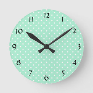 Magic Mint en White Polka Dot Pattern Ronde Klok