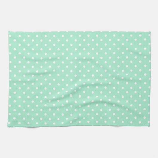 Magic Mint en White Polka Dot Pattern Theedoek (Horizontaal)