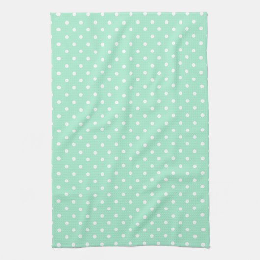 Magic Mint en White Polka Dot Pattern Theedoek (Verticaal)