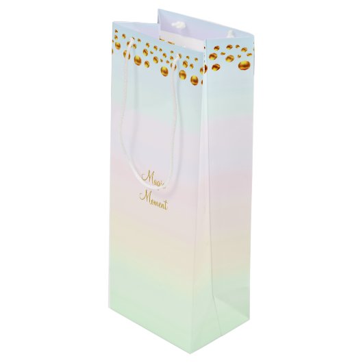 Magic Moment & Gold Confetti Wijn Cadeautas (Voorkant Gekanteld)