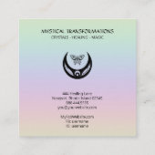 *~* Magic Moon Feathers Moth Boho Universe Rainbow Vierkante Visitekaartje (Achterkant)
