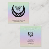 *~* Magic Moon Feathers Moth Boho Universe Rainbow Vierkante Visitekaartje (Voorkant / Achterkant)
