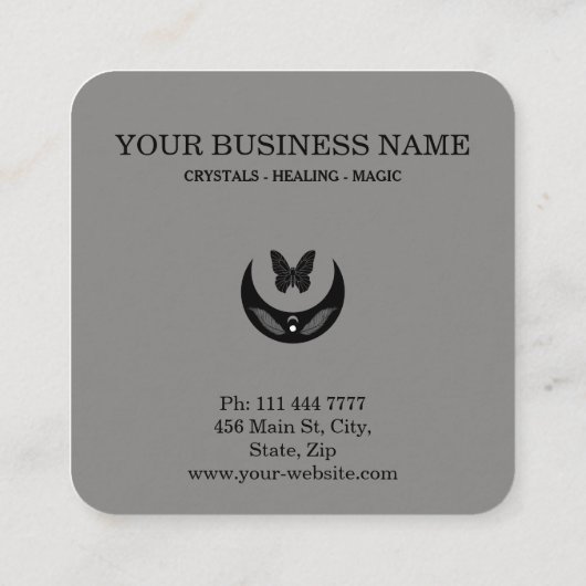 Magic Moon Feathers Moth Boho Universe Vierkante Visitekaartje (Achterkant)