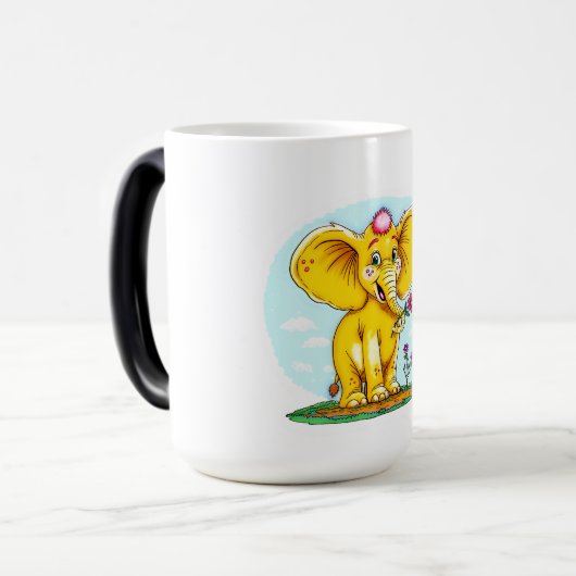 Magic Morphing Mug – Cute Elephant  Magische Mok (Voorkant links)