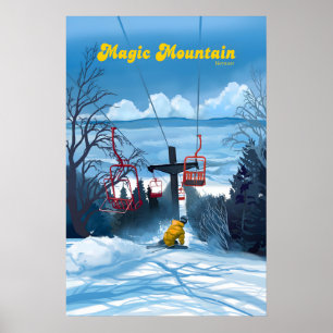 Magic Mountain Vermont Skigebied Reisposter Poster