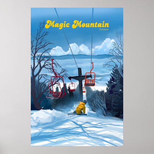 Magic Mountain Vermont Skigebied Reisposter Poster (Voorkant)