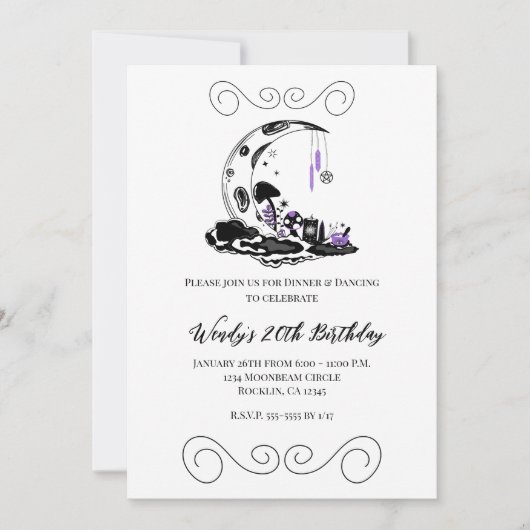 Magic Mushroom Crystal Moon Garden Verjaardag Kaart (Voorkant)