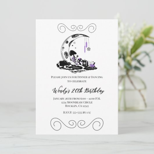 Magic Mushroom Crystal Moon Garden Verjaardag Kaart (Staand voorkant)