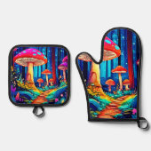 Magic Mushroom Path Design Ovenwant & Pannenlap Set (Voorkant)