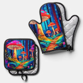 Magic Mushroom Path Design Ovenwant & Pannenlap Set (Voorkant / Achterkant)