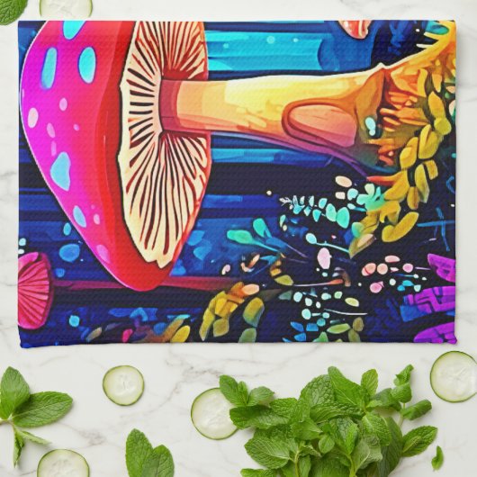 Magic Mushroom Path Design Theedoek (Gevouwen)