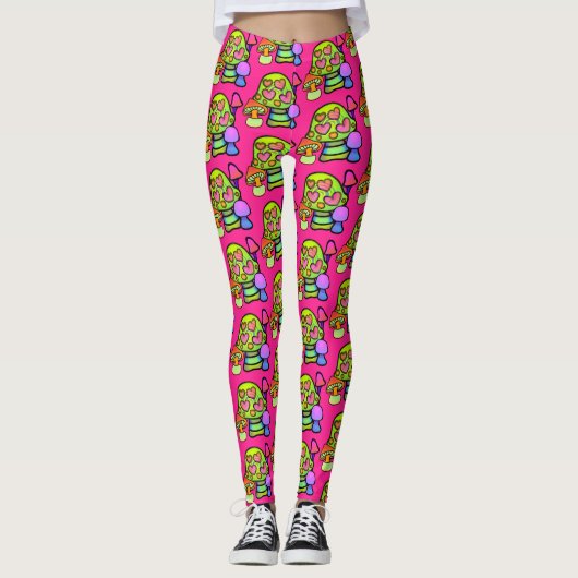 Magic Mushroom Print Leggings (Voorkant)