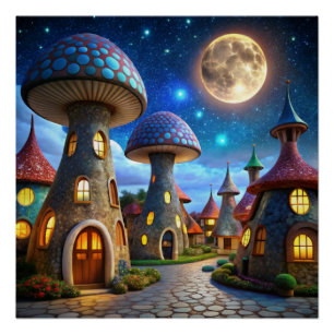 Magic Mushroom World: 4K ultra-realistisch modern Perfect Poster