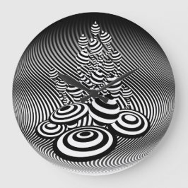 Magic Mushrooms b/w optisch ontwerp Muurklok. Grote Klok