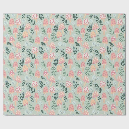Magic Mushrooms Forest Pattern Cadeaupapier (Vlak)