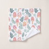 Magic Mushrooms Forest Pattern roze Green Bad Handdoek (Wasdoekje)