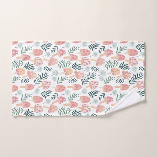 Magic Mushrooms Forest Pattern roze Green Bad Handdoek (Handdoek)