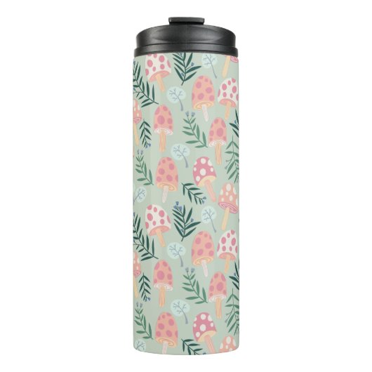 Magic Mushrooms Forest Pattern Thermosbeker (Voorkant)