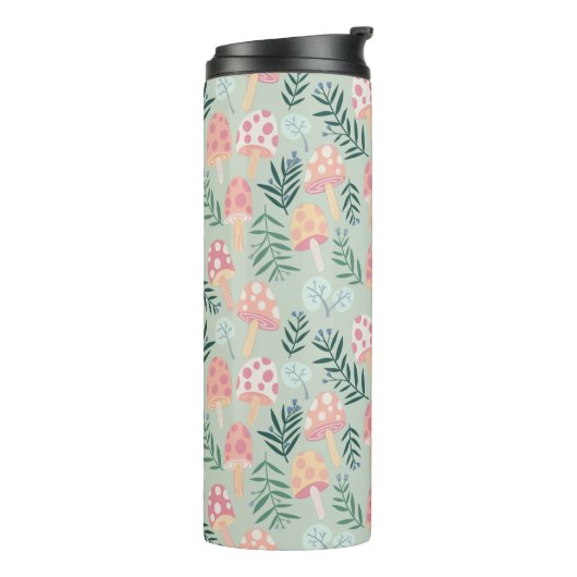 Magic Mushrooms Forest Pattern Thermosbeker (Gedraaid links)