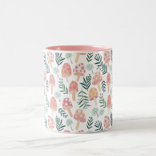 Magic Mushrooms Forest Pattern Tweekleurige Koffiemok (Center)