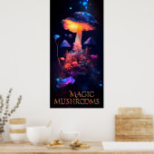 Magic Mushrooms Neon Fantasy Poster (Keuken)