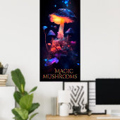 Magic Mushrooms Neon Fantasy Poster (Thuiskantoor)