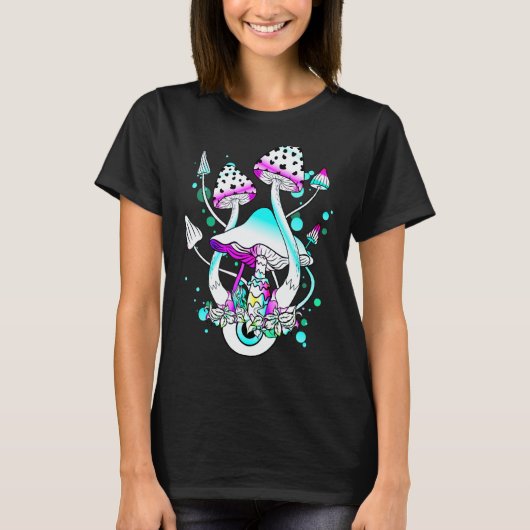 Magic Mushrooms Psychedelic White Mushroom Eyes Ar T-shirt (Voorkant)
