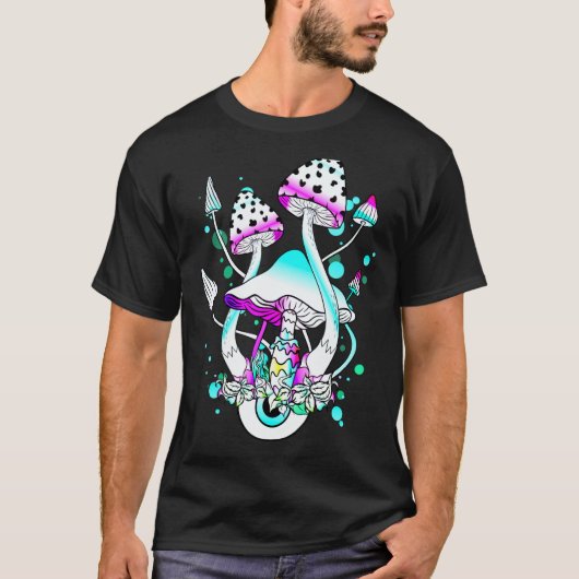 Magic Mushrooms Psychedelic White Mushroom Eyes Ar T-shirt (Voorkant)
