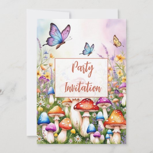 Magic Mushrooms Verjaardag meisjes Uitnodiging (Achterkant)