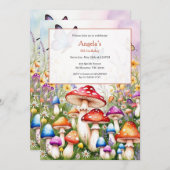 Magic Mushrooms Verjaardag meisjes Uitnodiging (Voorkant / Achterkant)