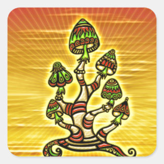 Magic Mushrooms - Zauber Pilze Vierkante Sticker