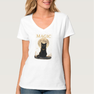 MAGIC – Mystic Black Cat & Full Moon Design T-shirt
