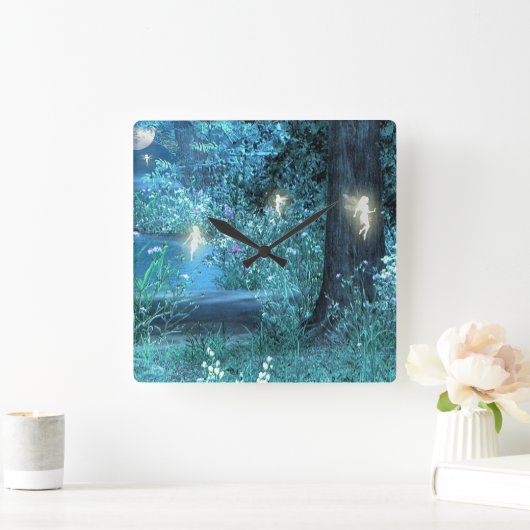 Magic night Fairy Clock Vierkante Klok (Huis)