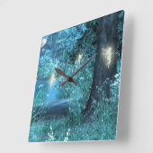 Magic night Fairy Clock Vierkante Klok (Hoek)