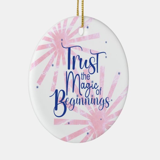 Magic of Beginnings Fun Blue Typography Keramisch Ornament (Rechts)