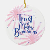 Magic of Beginnings Fun Blue Typography Keramisch Ornament (Voorkant)