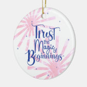 Magic of Beginnings Fun Blue Typography Keramisch Ornament (Links)
