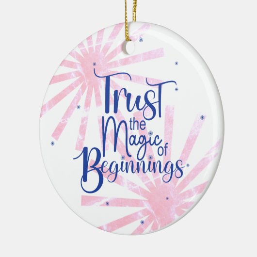 Magic of Beginnings Fun Blue Typography Keramisch Ornament (Links)