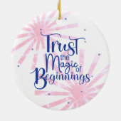 Magic of Beginnings Fun Blue Typography Keramisch Ornament (Achterkant)