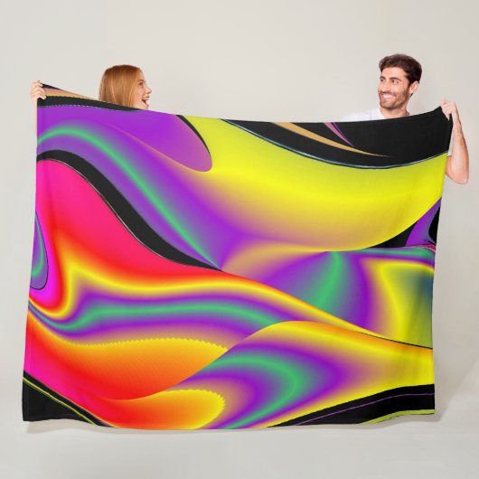 Magic of Colors Abstract 3D Rainbowart Fleece Deken (In situ)