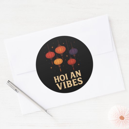 Magic of Hoi An – Lantern Art  Ronde Sticker (Envelop)
