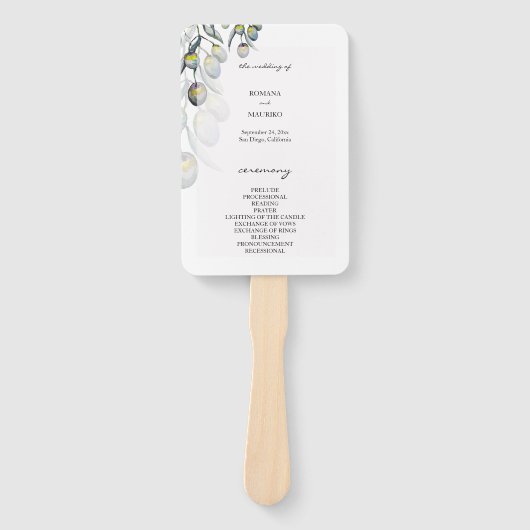 Magic Olive Waterverf met de hand geschilderd prog Handwaaier (Voorkant)