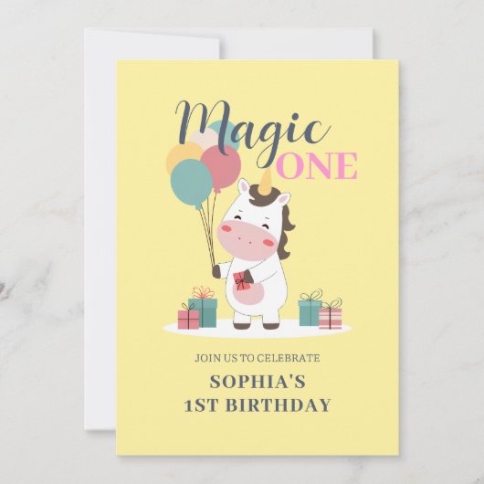 Magic One Unicorn 1e verjaardag Kaart (Voorkant)