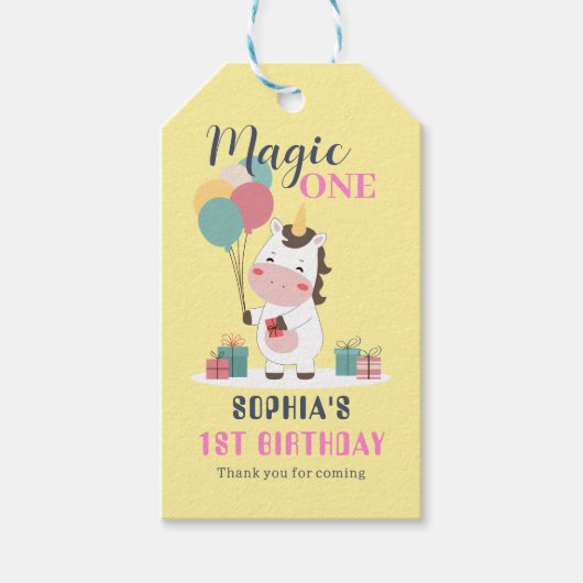 Magic One Unicorn 1st Birthday Cadeaulabel (Voorkant)