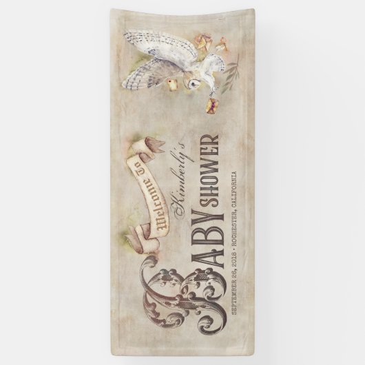 Magic Owl Baby shower Welcome Banner (Verticaal)