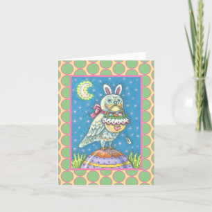 MAGIC OWL & EASTER BASKET GREETING NOTE CARD Verse Feestdagen Kaart