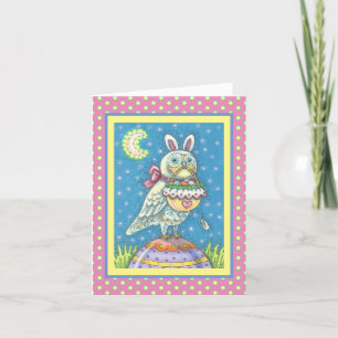 MAGIC OWL & EASTER BASKET GREETTE NOTE KAART Verse