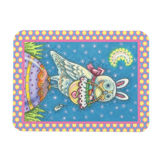 MAGIC OWL & EASTER BASKET, HOLIDAY BIRD MAGNET MAGNEET (Horizontaal)