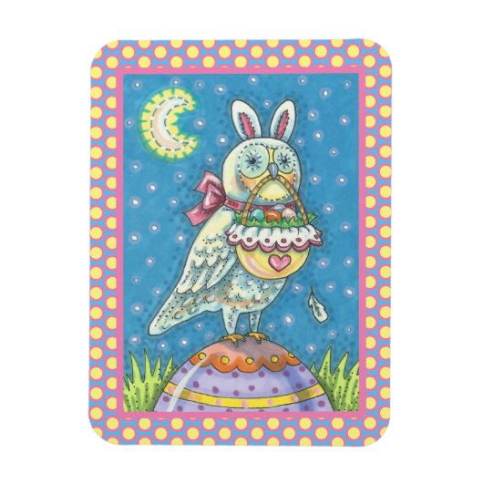 MAGIC OWL & EASTER BASKET, HOLIDAY BIRD MAGNET MAGNEET (Verticaal)